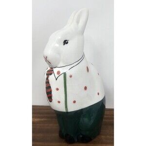 Vtg I.Magnin Pottery Bunny Rabbit 7.25" Porcelain Figurine Made In Italy Handpai